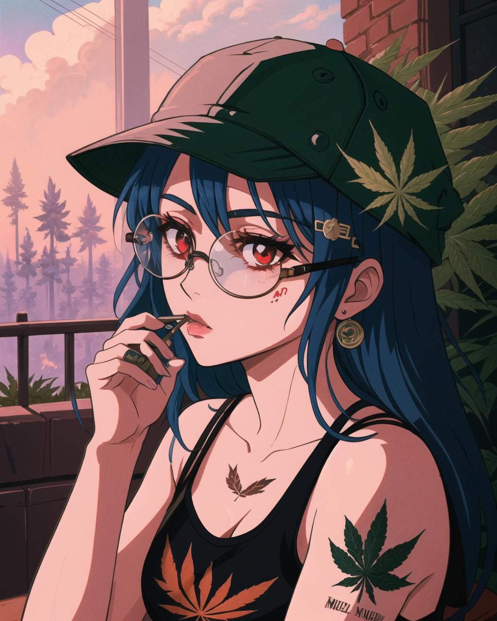 Amazon.com: Weed Anime Cannabis Otaku Stoner Girl Smoking Japanese Ganja  T-Shirt : 服裝，鞋子和珠寶