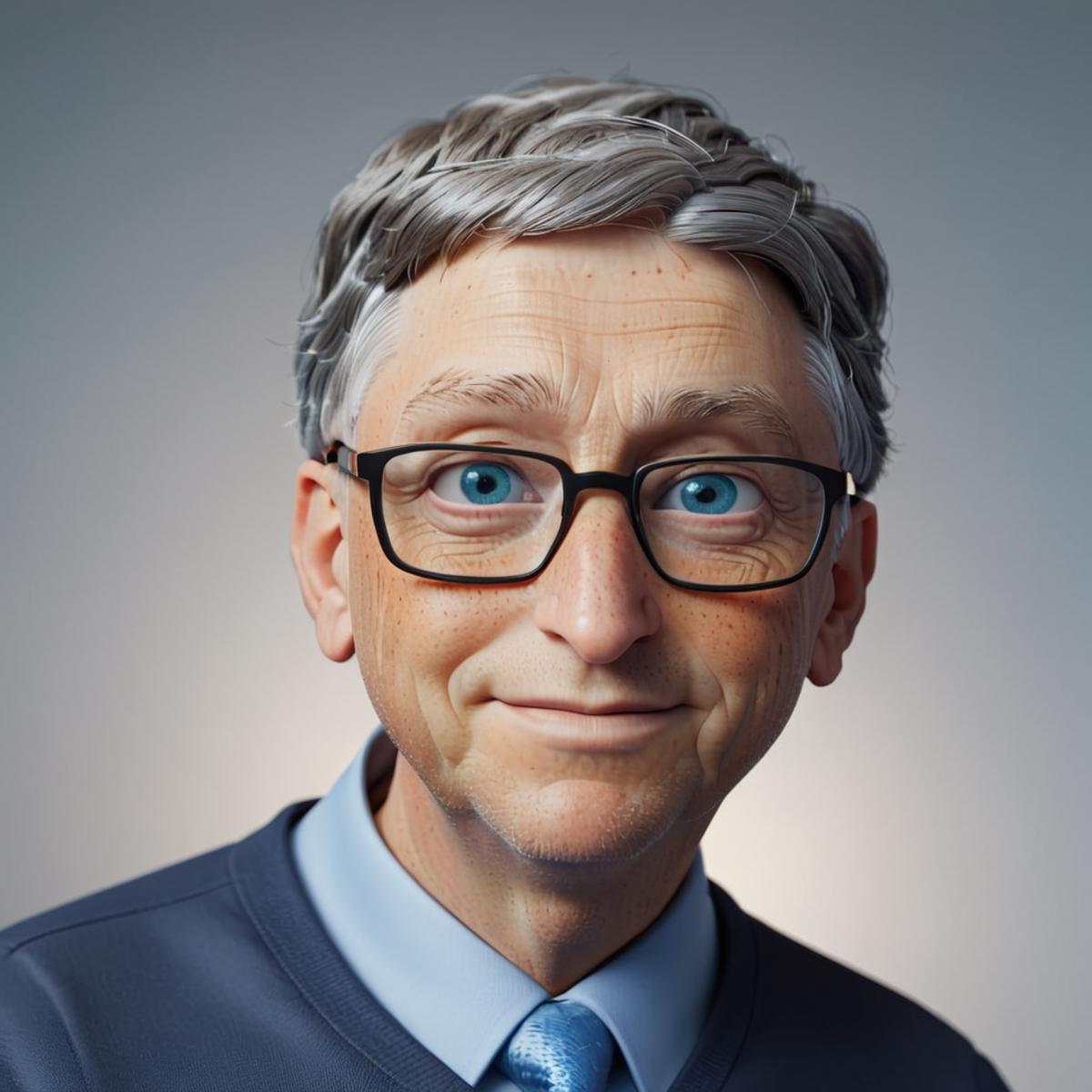 A 3D animated image of a man wearing glasses and a blue shirt.