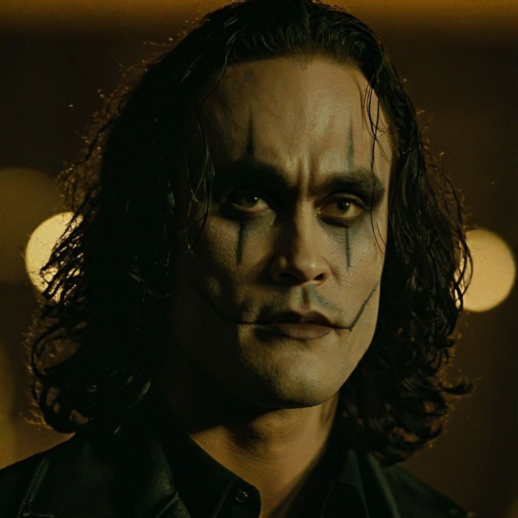 cinematic film still of  <lora:Eric Draven The Crow Movie:1>
Eric Draven The Crow Movie a close up of a person with a sad look, shallow depth of field, vignette, highly detailed, high budget, bokeh, cinemascope, moody, epic, gorgeous, film grain, grainy