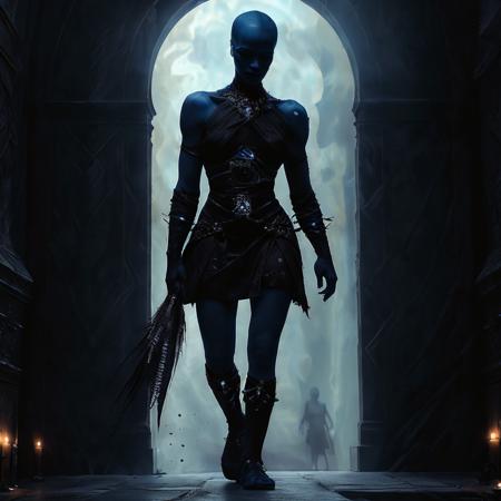 ultra detailed (full body):1.3 photo of a (vedalken):1.1 walking in a palace,
legs, colored skin, blue skin, 
(blue eyes):0.9,
realistic:1.1,

32k uhd, 

((low-key, dark, dimly lit, low lighting, silhouette, singular sharp silhouette highlight, )), 



