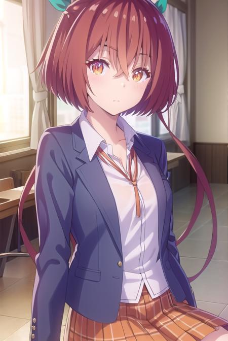 maonanjou, <lora:mao nanjou s1-lora-nochekaiser:1>,
mao nanjou, long hair, (orange eyes:1.3), red hair, side ponytail,
BREAK skirt, school uniform, jacket, plaid, plaid skirt, blazer,
BREAK indoors, classroom,
BREAK looking at viewer,
BREAK <lyco:GoodHands-beta2:1>, (masterpiece:1.2), best quality, high resolution, unity 8k wallpaper, (illustration:0.8), (beautiful detailed eyes:1.6), extremely detailed face, perfect lighting, extremely detailed CG, (perfect hands, perfect anatomy),