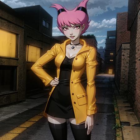 (rainy street, gorgeous view)
(full body shot), sfw, soejima shigenori,  masterpiece, detailed clothing texture, best quality, beautiful face, 1girl, Jinx posing hands, (yellow raincoat), striped leggings
<lora:oldJinx_TT_V2:0.6>, <lora:personaCatherine soejima shigenori:0.5>