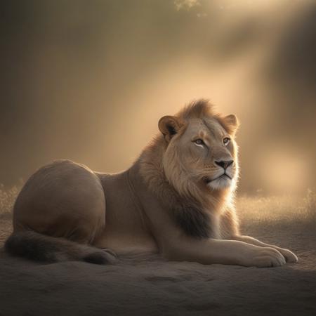 The animal lying in a peaceful scene, but with a soft glow around it, symbolizing its departing spirit.