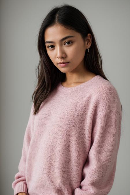 RAW photo of chrslnsct, colorful sweater, (high detailed skin:1.2), 8k uhd, dslr, soft lighting, high quality, film grain, Fujifilm XT3,  <lyco:chrslnsct:1.0>