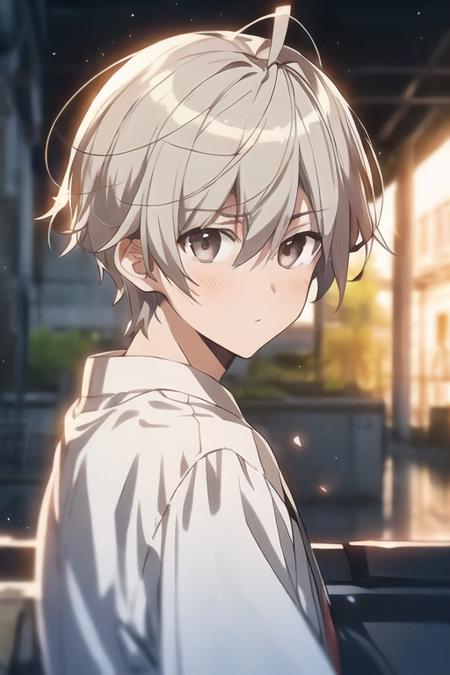 masterpiece, best quality, sketch, 1boy, solo, male focus, looking at viewer, upper body, depth of field, <lora:haruka_kasugano:0.68>, haruka_kasugano, grey hair, grey eyes, , , science fiction transhumanism,