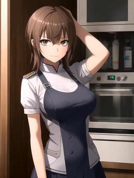 1girl,  <lora:Misaka_Worst_V5:0.7>,  (solo), bkoody, sexy, uniform, brown hair