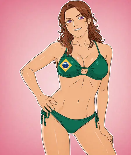 [Malebolgia] Brazil Flag Pattern Bikini and other object logo Illustrious