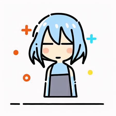 1girl,
blue hair, 
mbestyle,white background,  
confetti, 
bottom line,