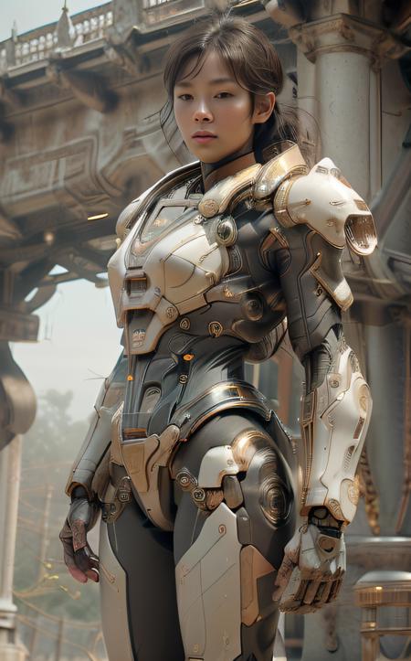 analog film photo outdoor, ((upper body)), ((( wearing gray and black nano-suits)))+++, (wide hip:0.7, large breasts:0.8, perfect slender young girl body) ,Perfectly glossy skin ,25 yo mature girl, , picture of a vivid, (masterpiece:1.2),(extremely detailed),(8k:1.1),(perfect lighting,best quality,highres,original),(realistic photography:1.4) ,high detailed skin,shaded face, soft lighting, (small face),RAW, ultra highres, pores visible, , shiny_and_glossy_skin, asian beauty, (gorgeous beautiful 20 years old asian girl), ((best detailed slender body)), (asian idol, asian beauty, asian mixed), (complex, Machine background ,spaceship outdoors background, Mecha Transport parts:1.2), (dark and foggy environment:1.1), ((heavy fog environment:1.1)), (battlefield behind:1.2),  detailed skin, dramatic spotlighting <lora:IvoryGoldAIv2:1> ivory gold <lora:Niji:1> mecha . . faded film, desaturated, 35mm photo, grainy, vignette, vintage, Kodachrome, Lomography, stained, highly detailed, found footage