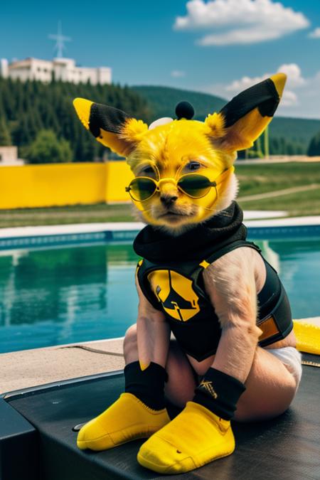 photo of Zelenskyy standing , beard , wearing  pikachu hat , 8k uhd , dslr ,high quality , 
