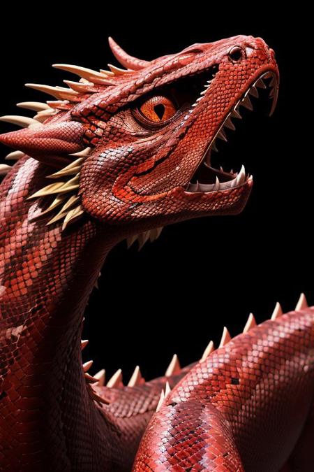 Asian dragon red snake gradient vibrant neon colour, rough, textural, broad brush strokes, red color prominent detailed, alienzkin, silhouette, spotlight, dark theme, c4d, blender, raytracing, unreal engine 5, render 3d, face close up,