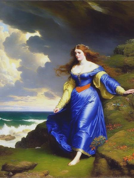 <lyco:JohnEverettMillais:1.0> Miranda the tempest by John Everett Millais