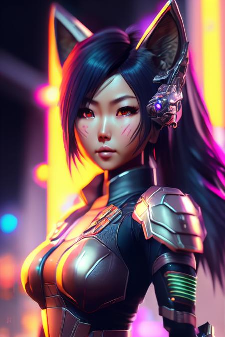 Ultra realistic arc_nights fantastically detailed reflecting eyes modern anime, asian woman combination with a wolf, style art massive detailed built-in firearms, ninja female metal armor suit, beam sword, missile, shoulder cannon, four arms, vtuber cyberpunk, {{{{{chibi}}}}}, character focus, {{humanoide}}, {{deformed}}, hawken, estilovintedois, medium breasts, cute.