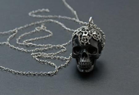 score_9, score_8_up, score_7_up, score_6_up, score_5_up, score_4_up, Necklace:  A small piece of Obsidian carved into a grinning skull hangs on a simple silver chain.  An inscription on the back is dedicated to the Fates.