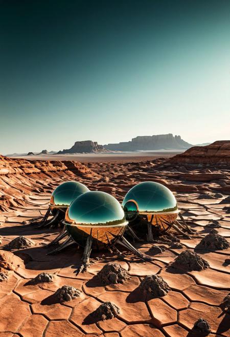 Architectural style _background, scenery of alien world scape, arid hostile planet and two suns ,illustration, Clear, Clean lines, geometric shapes, 3d structure of Gigantic Ttitan1.3 skeleton laying on its back with  whitish dry on the sun bones, structural, modern, terrifying, architectural drawing, highly detailed, insane intricacy, ultra detailed, perfectly shaped, precision1.5, perfection1.1, only cold tones: umbra and cold green-aventurine, post-apocalyptic , cold dim sky with gleaming glaring suns, ((terrain painted in agates with very dark spots)),