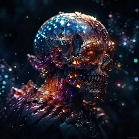 In the vast emptiness of the interstellar void, red crystal skull omnipotent deities from separate dimensions collide. The Creator, a deity whose face is an ever-evolving canvas of galaxies and life, wields the power of creation, bringing forth stars, planets, and life forms with a wave of their hand. Opposite them stands the Destroyer, a god whose face is a shifting visage of decay and entropy, wielding the power of destruction, disintegrating celestial bodies and extinguishing stars. The clash of creation and destruction is a cosmic spectacle, with galaxies being born and dying in the wake of their unimaginable powers. highest quality, enhanced quality, creative, beautiful, vibrant, masterpiece, 8k, amazing details, amazing quality, amazing artist, sharp edges, detailed textures, full view, atmospheric lighting, amazing visuals, crystals fantasy, crystals, crystal, bg_imgs, cry5t415ku11, side view,