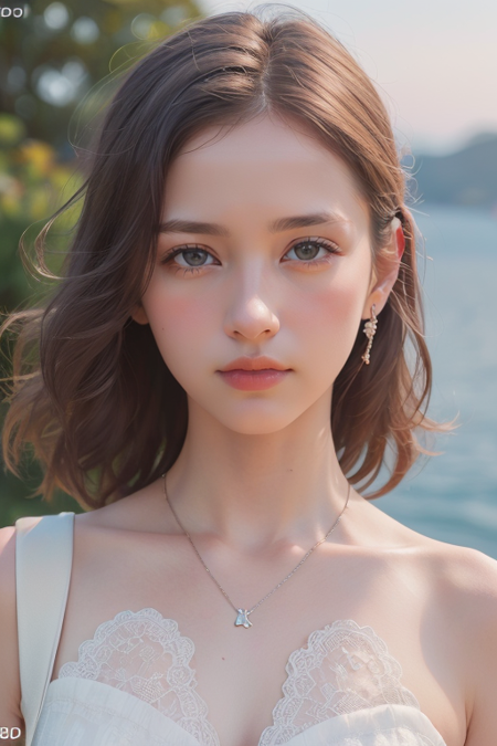 ultimate quality, masterpiece, ultra high res, (photorealistic:1.9), 1girl, detailed face, detailed eyes, white dress, dramatic lighting, sunset, sea, (detailed Shot on Hasseblad X1D-50c with Lens Hasselblad XCD-45P:1.6), (portrait:1.9)