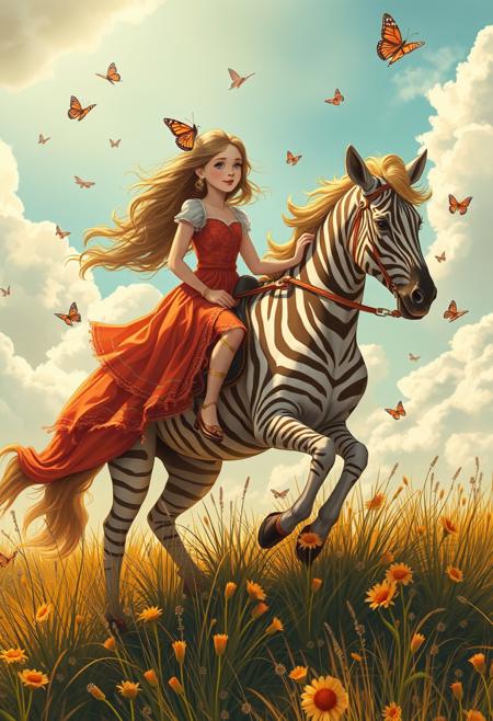 Well she's walking through the clouds,
With a circus mind that's running round,
Butterflies and zebras,
moonbeams,
fairytales,
That's all she ever thinks about,
Riding with the wind