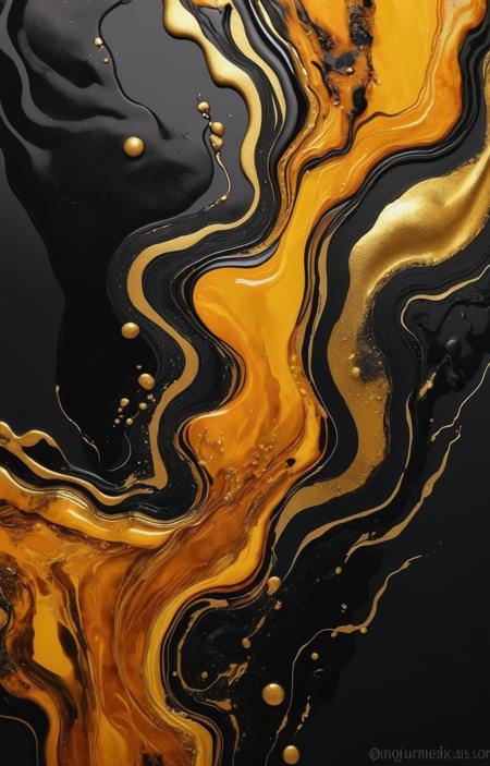 amber with black gold fluid art, clipart
