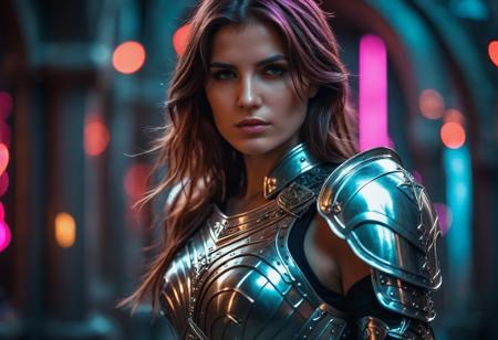 cinematic photo woman,armor,<lora:Anne Stokes CLIP2-000005:1>,Anne Stokes,, pronpt ., masterpiece, best quality, absurdres,, <lora:Abstract-Neon Shapes:0.0>,neon,background,abstract,lighting, . 35mm photograph, film, bokeh, professional, 4k, highly detailed