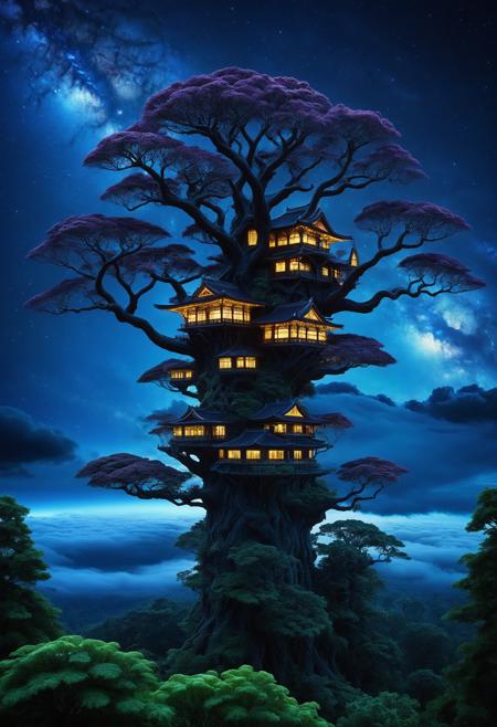 embedding:lazympos, megastructure, tree, above clouds, organic, detailed, dark, night, glowing, neon lights,  <lora:Challenge_Winnifier_2025-04:0> <lora:Organic_Macabre:1>