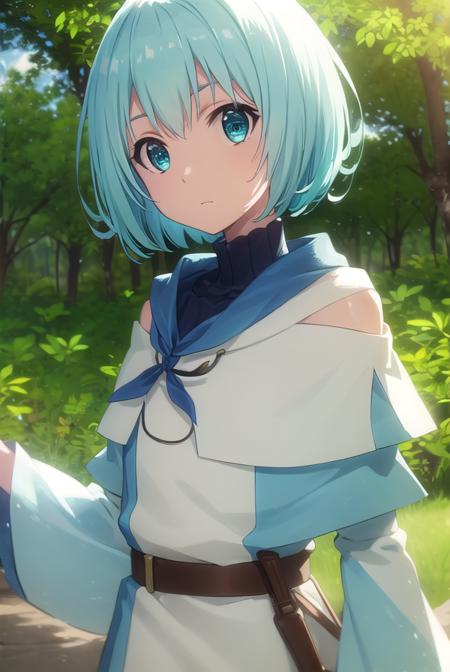 leleiialalena, <lora:lelei ia lalena s1s2-lora-nochekaiser:1>,
lelei ia lalena, short hair, blue hair, aqua hair, hair between eyes, blue eyes,
BREAK dress, necklace, robe,
BREAK outdoors, forest, nature, sun, sky, clouds, trees, grass,
BREAK looking at viewer, (cowboy shot:1.5),
BREAK <lyco:GoodHands-beta2:1>, (masterpiece:1.2), best quality, high resolution, unity 8k wallpaper, (illustration:0.8), (beautiful detailed eyes:1.6), extremely detailed face, perfect lighting, extremely detailed CG, (perfect hands, perfect anatomy),