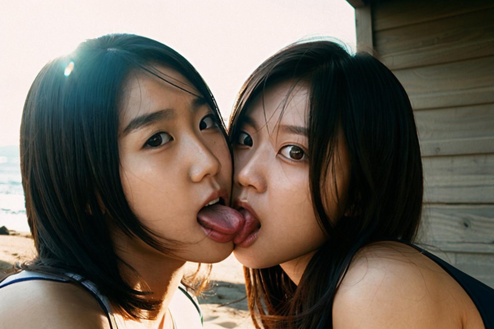 PornMaster-女同性恋舌吻-lesbian tongue kissing image by iamddtla