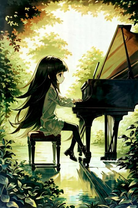 <lora:DeemoAlice-000001:0.8>, deemoAlice, 1girl, solo, piano, sitting on piano, masterpiece, best quality,