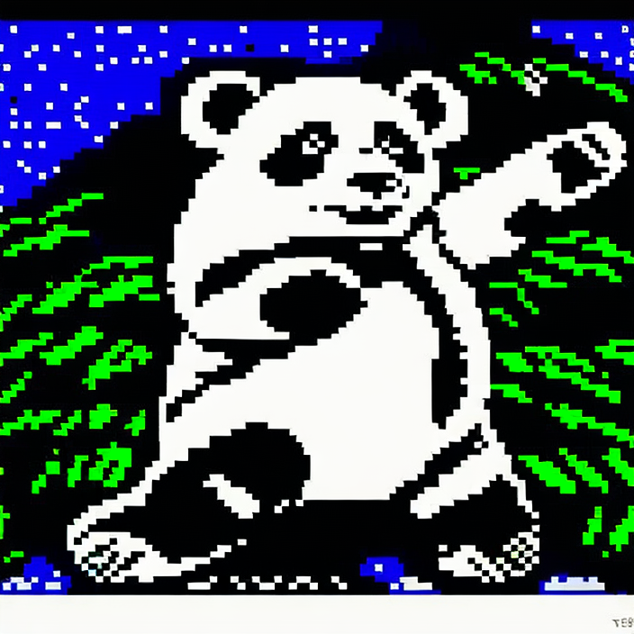 Panda, cartoon style, minimalist, teletext
