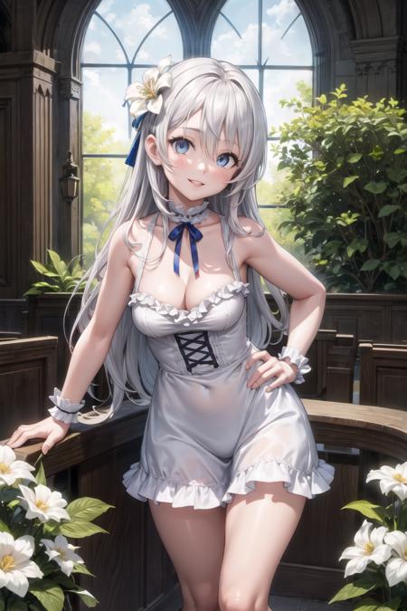 jeanne_minashigo, long hair, blue eyes, hair between eyes, white hair, medium breasts,  bare shoulders,  navel cutout, black thighhighs, (white fur trim coat:1.1), garter straps, crown, highleg leotard, (red gloves:1.2), garter belt, (white leotard:1.1),  navel, cleavage, bare shoulders, jewelry, (light blue thong:1.1), (light blue see-through dress:1.1), white lilies , white high heels, tiara, crown, feathers,  (white hand gloves:1.1), long sleeves, white thighhighs, (white shirt:1.2), (military vest:1.1), (blue skirt:1.1), chain, ribbons, crown, fur-trimmed cloak, white thighhighs, blue footwear, cape,  hair ornament, long sleeves, detached sleeves, japanese clothes, sleeveless, choker, hair flower, wide sleeves, sash, obi, floral print, white flower, white kimono,  long kimono, white socks,  bare shoulders,  frills, sleeveless, black high heels, black dress, frilled dress, crown, (white fur jacket:1.3),  navel, bare shoulders, twintails, jewelry, frills, green wings, hair flower, bracelet, white bikini, sandals, scrunchie, white flower, wrist scrunchie, highleg bikini, swimsuit, full body, braid, nail polish, twin braids,  bare legs, frilled bikini, toenail polish,  thighhighs,  hair ornament, thighhighs, bare shoulders, hair bow, boots, frills, sleeveless, white gloves, zettai ryouiki,  blue dress, blue bow, blue high heel boots,  bow, elbow gloves, white thighhighs, blue skirt, fur trim, bell, capelet, blue dress, christmas, blue santa hat, blue gloves, fur-trimmed, blue capelet, snowflake print, bowtie, star (symbol), pom pom (clothes), fur-trimmed capelet, fur-trimmed dress,  hair ornament, bow, ribbon, cleavage, bare shoulders, collarbone, frills, sleeveless,  hair flower, white dress, wrist cuffs, halterneck, white high heels, frilled dress, white flower, 