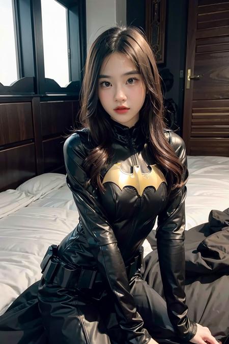 (masterpiece), best quality, perfect face, 1girl,  batman armor suit, <lora:yst_bell-04:1>