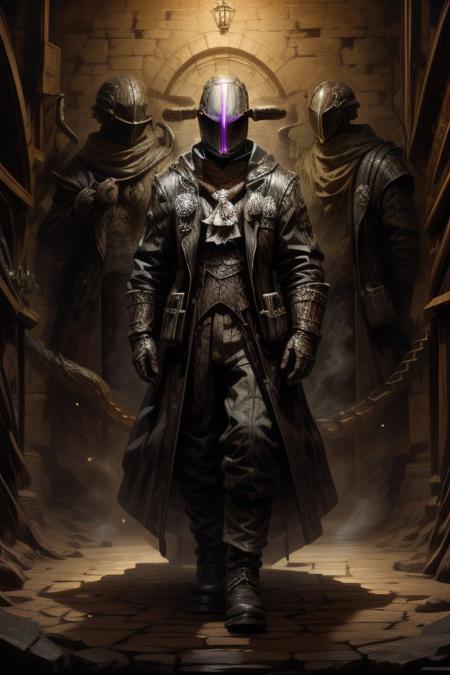 score_9, score_8_up, 8, score_7_up, solo,  
fantasy style, masterpiece, 8k, dynamic pose, 20 y.o, <lora:Fantasy_Classes_SD:1>,
(Dungeons and Dragons) Thorough, analog style, eye focus, highest quality, (highly detailed skin), full body, photo of a exquisitely beautiful,
BREAK
artificer, bdsks, bfsks, Bondrewd is a tall man sporting mostly black clothing, with a long coat and a suit. He always covers his face with a black helmet which includes a gap in the middle where violet light shines through. His second body also has a lizard-like tail, which originates from the Artifact Third Works.
His White Whistle is sculpted into the shape of two hands clasped together and is activated by rubbing instead of blowing into it, as it would be impractical to use while wearing his mask.
sharp focus, dappled lighting, (backlighting:0.7), film grain, photographed on a Sony A7R IV, 18mm F/1.7 cine lens, (highly detailed, intricately detailed), 8k, HDR, seductively posing
BREAK
(EyesHD:1.2), (4k,8k,Ultra HD), masterpiece, best quality, ultra-detailed, very aesthetic, sharp focus, depth of field, ray tracing, best lighting, detailed illustration, detailed background, cinematic, 
BREAK 
detailed background, dynamic action image,
BREAK
oil painting, BadDream, negative_hand, NEG_EMBED_STABLE_YOGI_V3, FastNegativeV2, AissistV2
(detailed:1.3), (sharp focus:1.1), medieval style, (expressive face:1.2),,