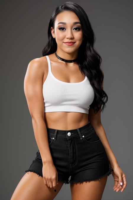 <lora:Roxanne Perez:1>, Roxanne Perez, Casual outfit, simple background, photoshoot, cinematic lighting, dynamic shadows, (upper body view:1),