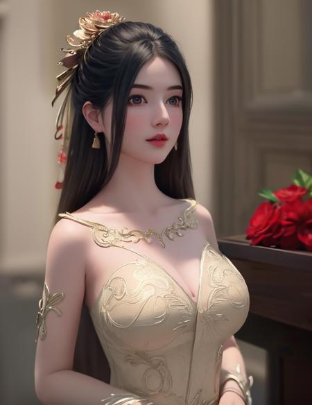 realistic, masterpiece,
(,1girl, pov,best quality, ) , (,1girl, solo, large breasts, looking at viewer,  dress, )  <lora:YuJingQiuWedding:0.8>