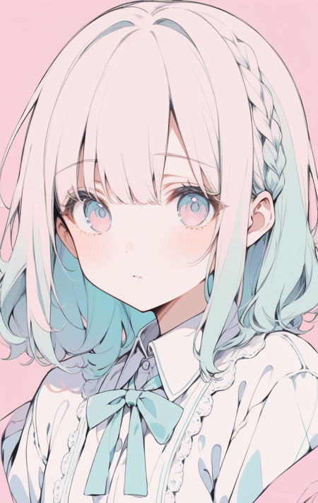 pastel colors, lineart, jaggy lines, 1girl, portrait, best quality, masterpiece, oldest