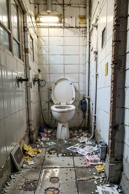 (no humans:1.3),indoors,<lora:dirty toilet_v1:0.5>,ruanyi053,public toilet,toilet,toilet paper,condom packaging,used condoms,dirty tiles,dirt,filth,dirty,dim lighting,beer cans,cups,bottles,newspapers,food,handrails,Dirt that cannot be washed away,yellow urine stains,urine on the floor,graffiti on the wall,((dark)),((night)),(dim lighting:1.2),dirty,(red-panic-button-positive:1.3),, (masterpiece:1.2), best quality, highres,extremely detailed CG,perfect lighting,8k wallpaper,photograph, photorealistic,