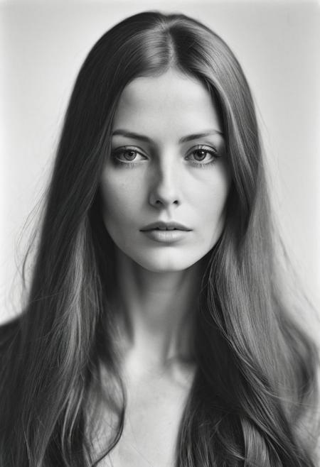 Extremely beautiful woman,very long hair, masterpiece,  1960s style portrait photograph by Richard Avedon, Rolleiflex medium format tlr