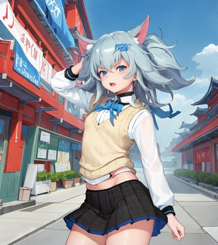 1girl, pa15, (pa15School:1.2), cowboy shot, (east asian architecture:1.2),  
<lora:PA15:.8> <lora:PA15School_Costume:1>