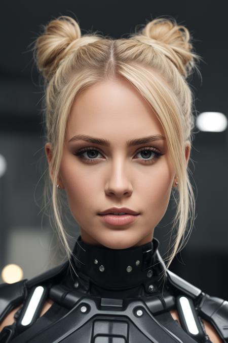 an eye contact of a blond with bun hair and dark theme
cyber, <lora:CyberWorld:0.4>,