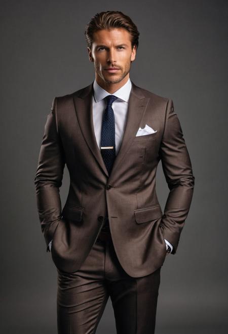 raw photo, full body, beautiful man, director of a large corporation,  brown hair, expensive suit, exudes confidence