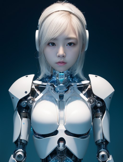 (korean girl:1.5),complex 3d render ultra detailed of a beautiful porcelain profile woman android face, cyborg, robotic pa...