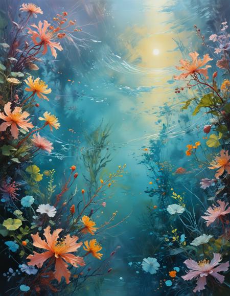 A bioluminescent impressionist painting, organic radiance, luminous brushstrokes, ethereal landscapes, biotech emotion, featuring a vibrant, otherworldly color palette, intricate details, and a sense of movement and life.