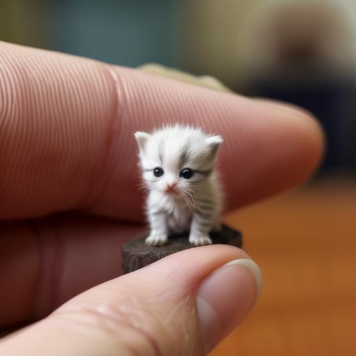 A tiny kitten on a wooden table.