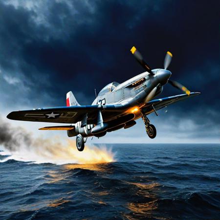 Ultra realistic  color pencil drawing of a P51 Mustang taking off from USS Enterprise during the Pacific War.
BREAK 
Deep dark intense midnight blue misty background, Dark theme, dynamic lighting, (soft shadows), (soft focus), (photo realistic), extreme details, uhd, 8k