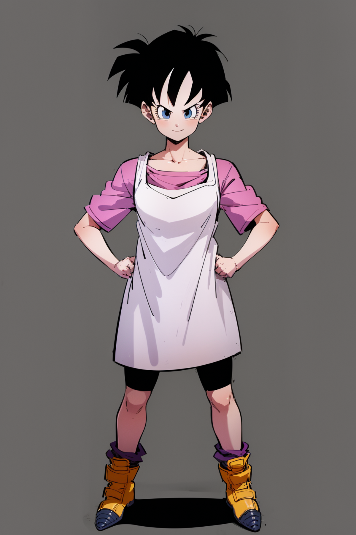 Pink Dressed Cartoon Character Posing with Fists Up