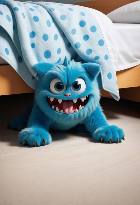 Score_9, score_8_up, score_7_up , masterpiece, high quality, The picture shows a monster under the bed. Focus on monster's paw from under bed
The clawed paw of the monster lightly grabbed the edge of the blanket.