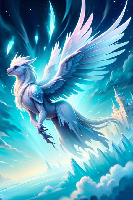 icestyle  <lora:icestyle_model-000008:0.8> ((best quality)), ((masterpiece)), (detailed), soft colors, (detailed cloudscape:1.3), (high-resolution:1.2),movie rated, high quality,circling, delicate wings,castle, breathing fire, magic,