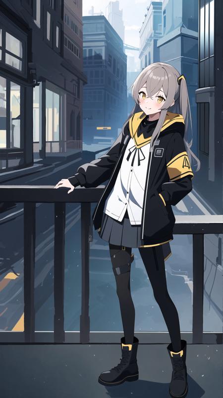 ump45, 1girl, solo, long hair, blush, skirt, brown hair, shirt, hair ornament, gloves, ribbon, holding, brown eyes, jacket, yellow eyes, white shirt, grey hair, pantyhose, boots, open clothes, black gloves, hood, fingerless gloves, black footwear, open jacket, black jacket, black pantyhose, black ribbon, neck ribbon, one side up, scar, hood down, armband, hooded jacket, scar on face, scar across eye, knee pads,   Buffet  New version  Version management v0.4 15 Runs 0 Downloads Uploaded	Jan 2, 2024 12:41 PM Base Model	SD 1.5  Run  Download   Run in App TAMS API Interface Service  Download the model file  Use without crediting  Share merges of this model  Use different permissions on merges  Commercial use: None