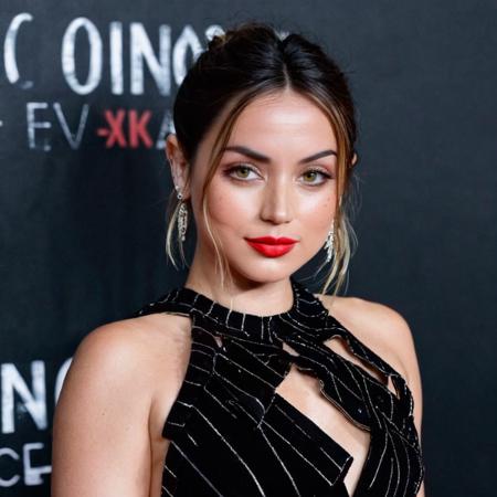 Super high res photo of a beautiful ana de armas, in red carpet event, cinematic, high quality, clear, hires, 8k <lora:ana_xl_8dim_3-000050:1>