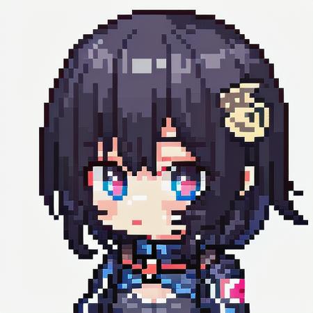 Pixel art, 1girl, cute, portrait, bust up, upper body, transparent background, chibi